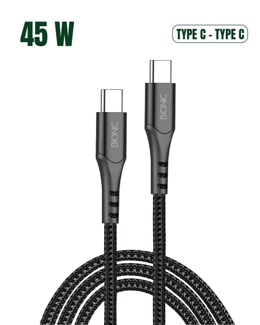 BIONIC 45W C TO C FAST CHARGING CABLE (BLACK)